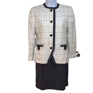 Executive Collection Vintage Women's Suit Skirt Set Size 10 Cream Gray